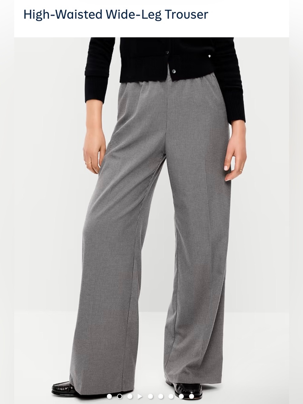 Old Navy High-Waisted Wide-Leg Trousers - Grey Houndstooth